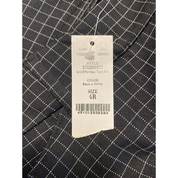 White House Black Market Black and White Tapered Grid Effortless Womens Sz 4 R - Picture 8 of 13